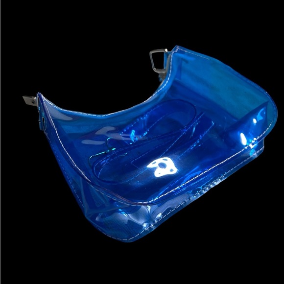 Trendy Clear Jelly Handbag Neon Blue Shoulder Bag - Picture 6 of 11